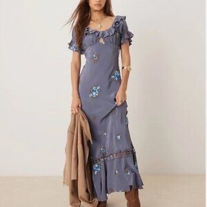 Free People Bali Santa Cruz Ruffle Dress Sz M NEW